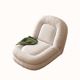 Beige modern convertible sleeper sofa bed with soft teddy velvet upholstery